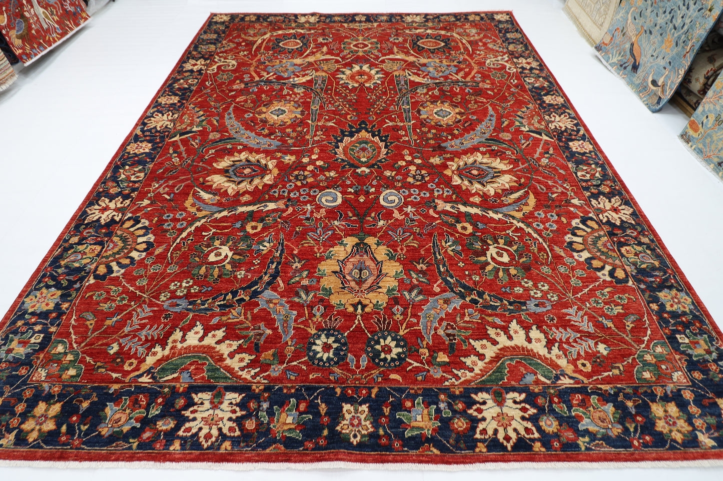 274 x 368 cm | Oriental Floral Red Area Rug Afghan Hand Knotted Veg Dye Wool carpet