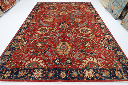 274 x 368 cm | Oriental Floral Red Area Rug Afghan Hand Knotted Veg Dye Wool carpet