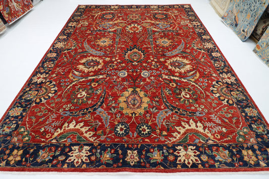274 x 368 cm | Oriental Floral Red Area Rug Afghan Hand Knotted Veg Dye Wool carpet