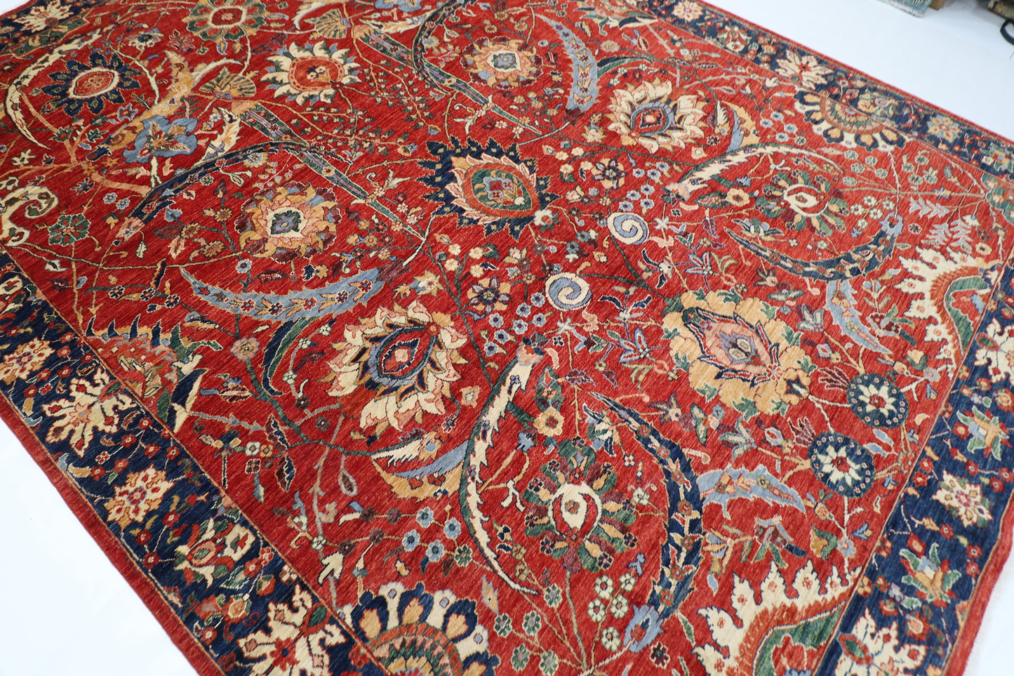 274 x 368 cm | Oriental Floral Red Area Rug Afghan Hand Knotted Veg Dye Wool carpet
