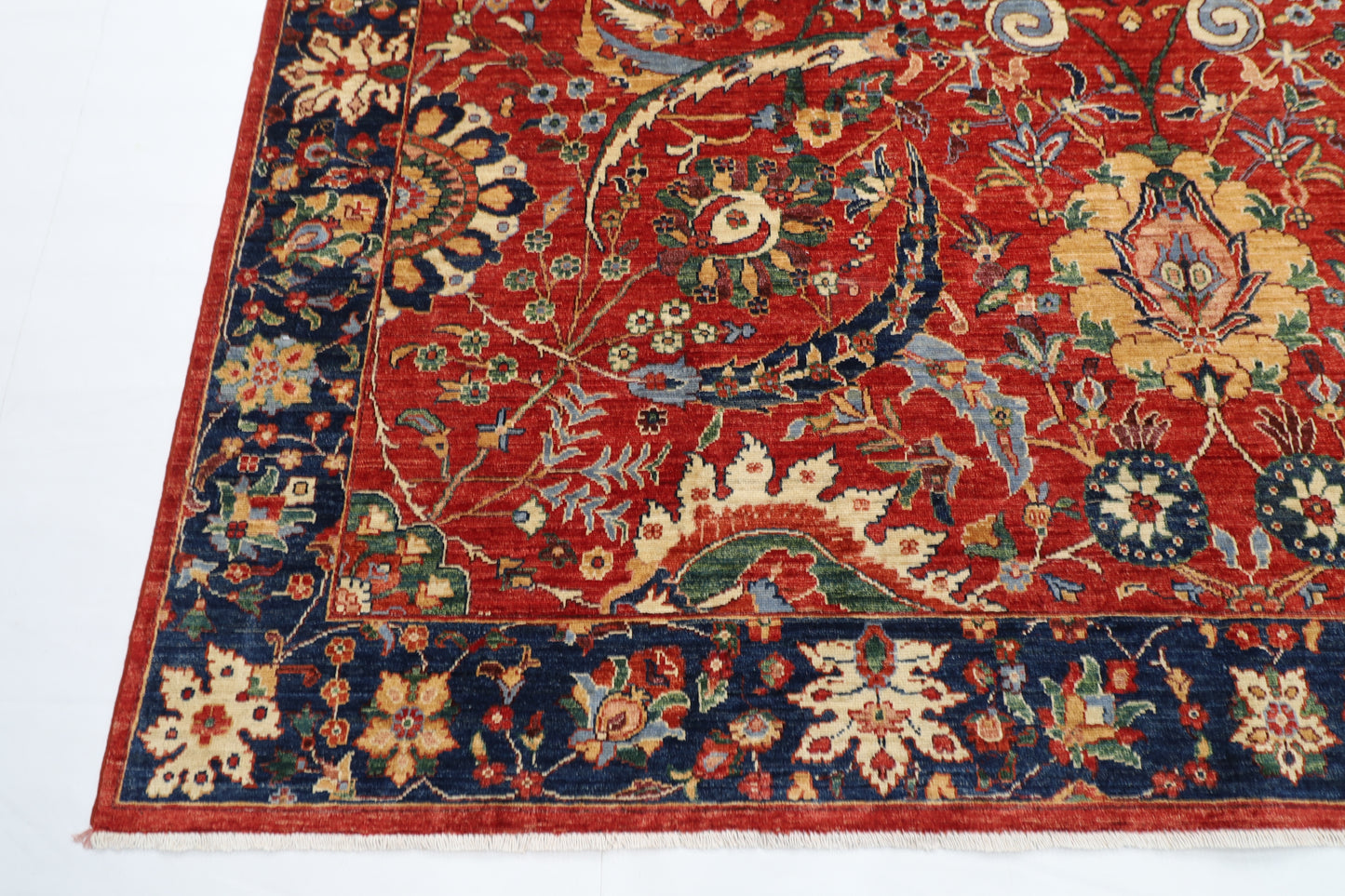 274 x 368 cm | Oriental Floral Red Area Rug Afghan Hand Knotted Veg Dye Wool carpet