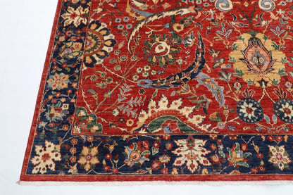 274 x 368 cm | Oriental Floral Red Area Rug Afghan Hand Knotted Veg Dye Wool carpet