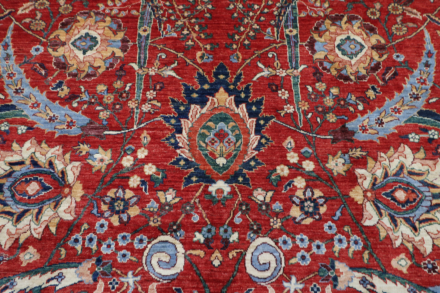 274 x 368 cm | Oriental Floral Red Area Rug Afghan Hand Knotted Veg Dye Wool carpet