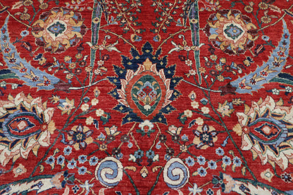 274 x 368 cm | Oriental Floral Red Area Rug Afghan Hand Knotted Veg Dye Wool carpet
