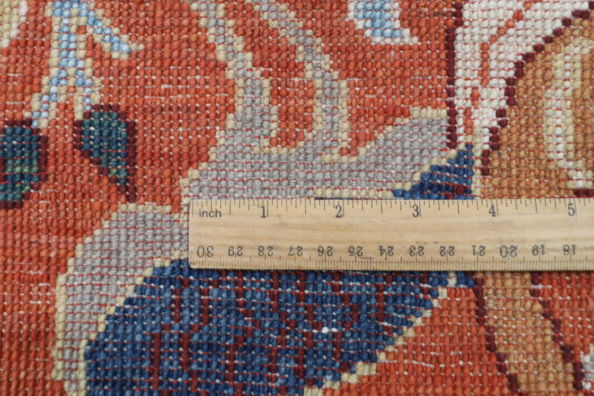 255 x 302 cm | Birds Orange Design Hand Knotted veg Dye Wool Afghan Carpet