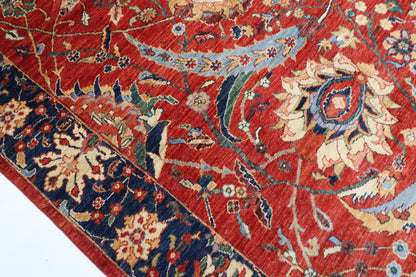 274 x 368 cm | Oriental Floral Red Area Rug Afghan Hand Knotted Veg Dye Wool carpet