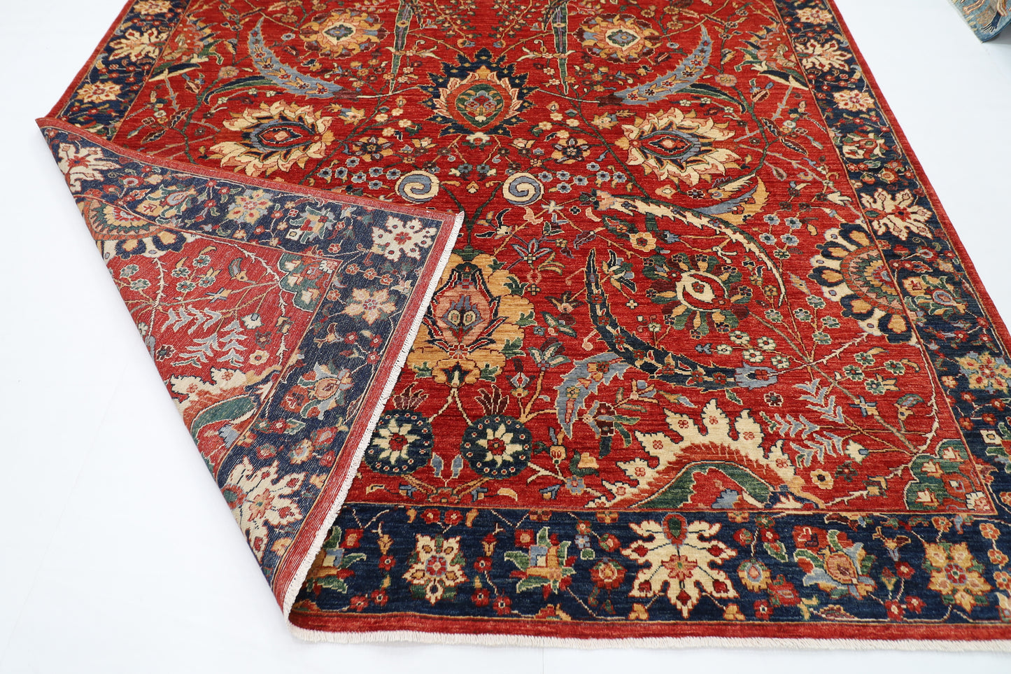 274 x 368 cm | Oriental Floral Red Area Rug Afghan Hand Knotted Veg Dye Wool carpet