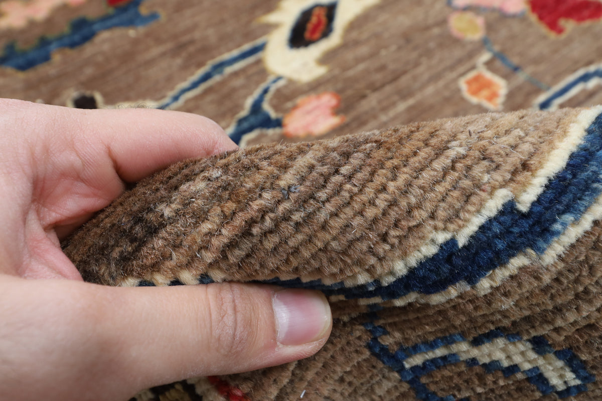 253 x 299 cm | Oushak brown Design Hand Knotted veg Dye Wool Afghan Carpet