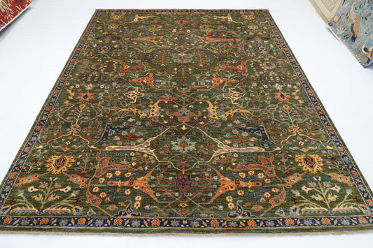 253 x 290 cm | Oriental Bidjar Green Area Rug Afghan Hand Knotted Veg Dye Wool carpet