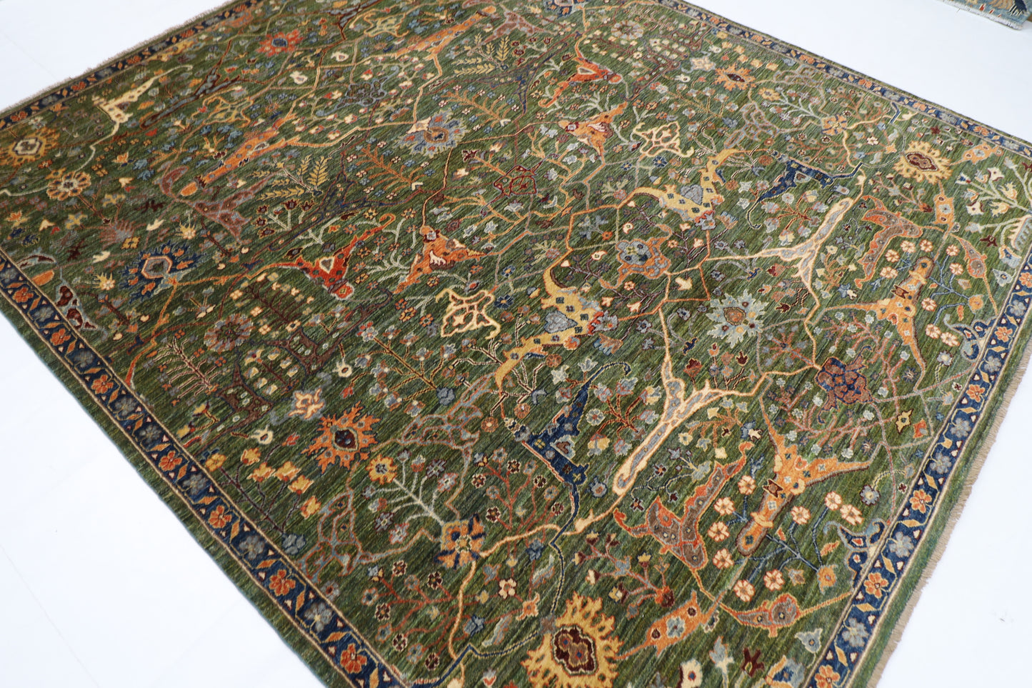253 x 290 cm | Oriental Bidjar Green Area Rug Afghan Hand Knotted Veg Dye Wool carpet