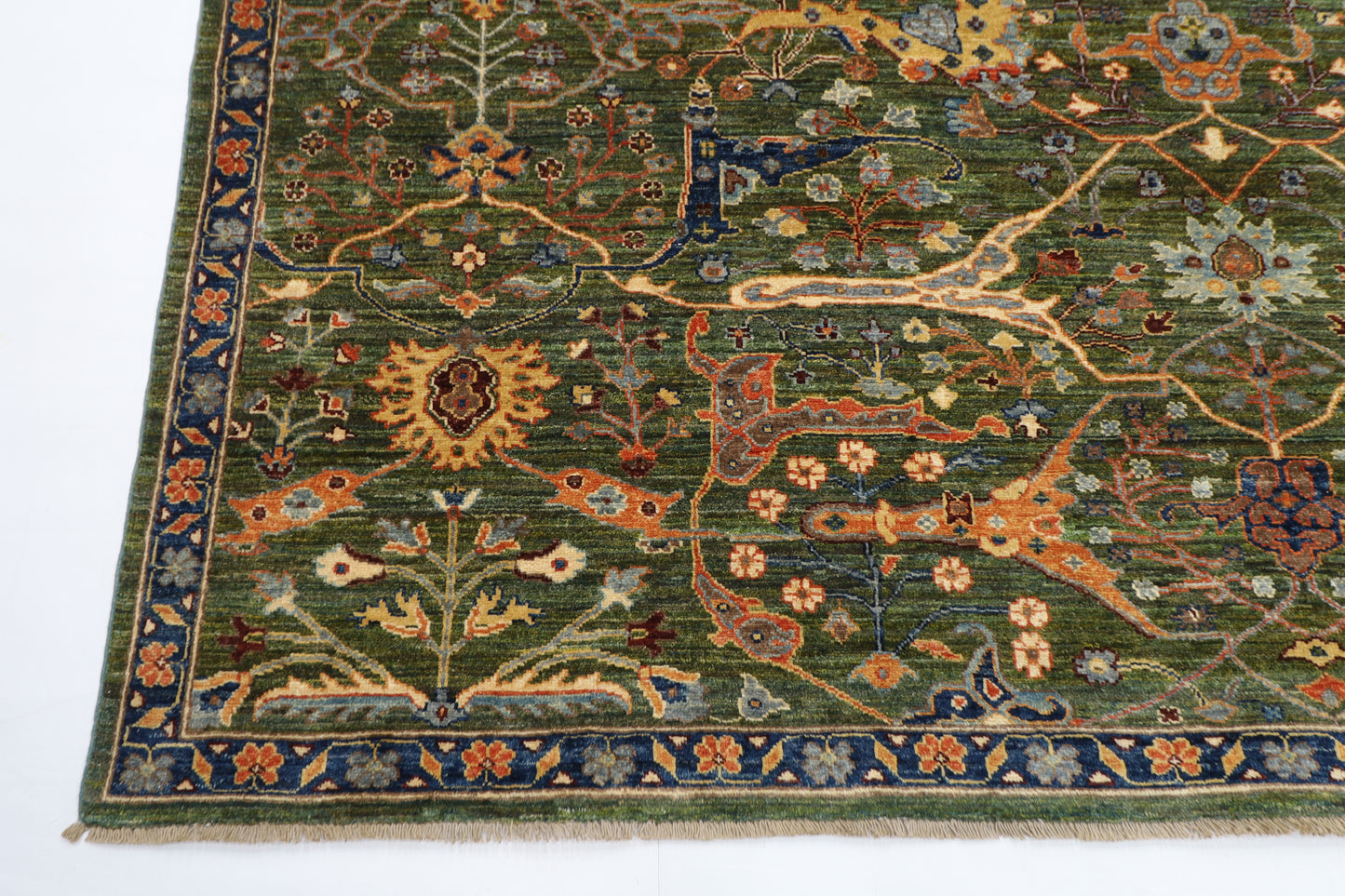 253 x 290 cm | Oriental Bidjar Green Area Rug Afghan Hand Knotted Veg Dye Wool carpet