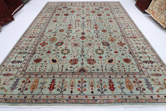 298 x 395 cm | Sultani Design Hand Knotted veg Dye Wool Afghan Carpet