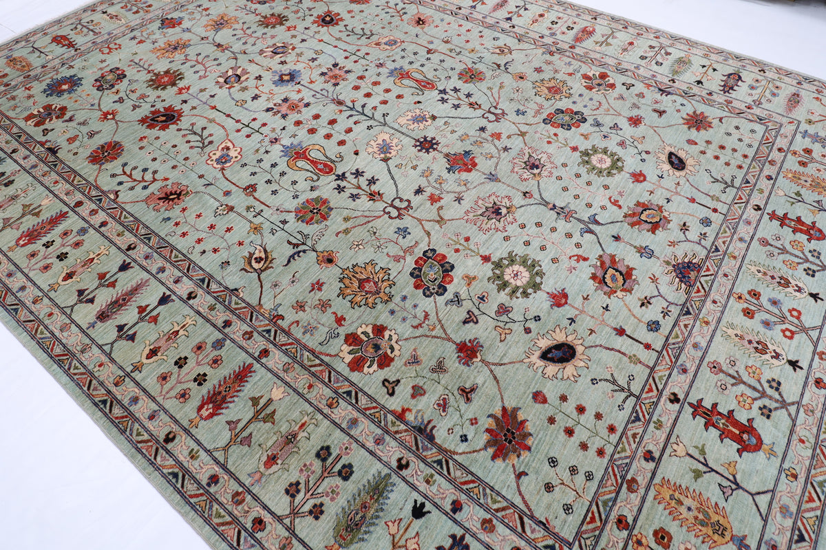 298 x 395 cm | Sultani Design Hand Knotted veg Dye Wool Afghan Carpet