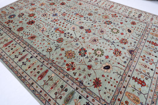 298 x 395 cm | Sultani Design Hand Knotted veg Dye Wool Afghan Carpet
