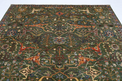 253 x 290 cm | Oriental Bidjar Green Area Rug Afghan Hand Knotted Veg Dye Wool carpet