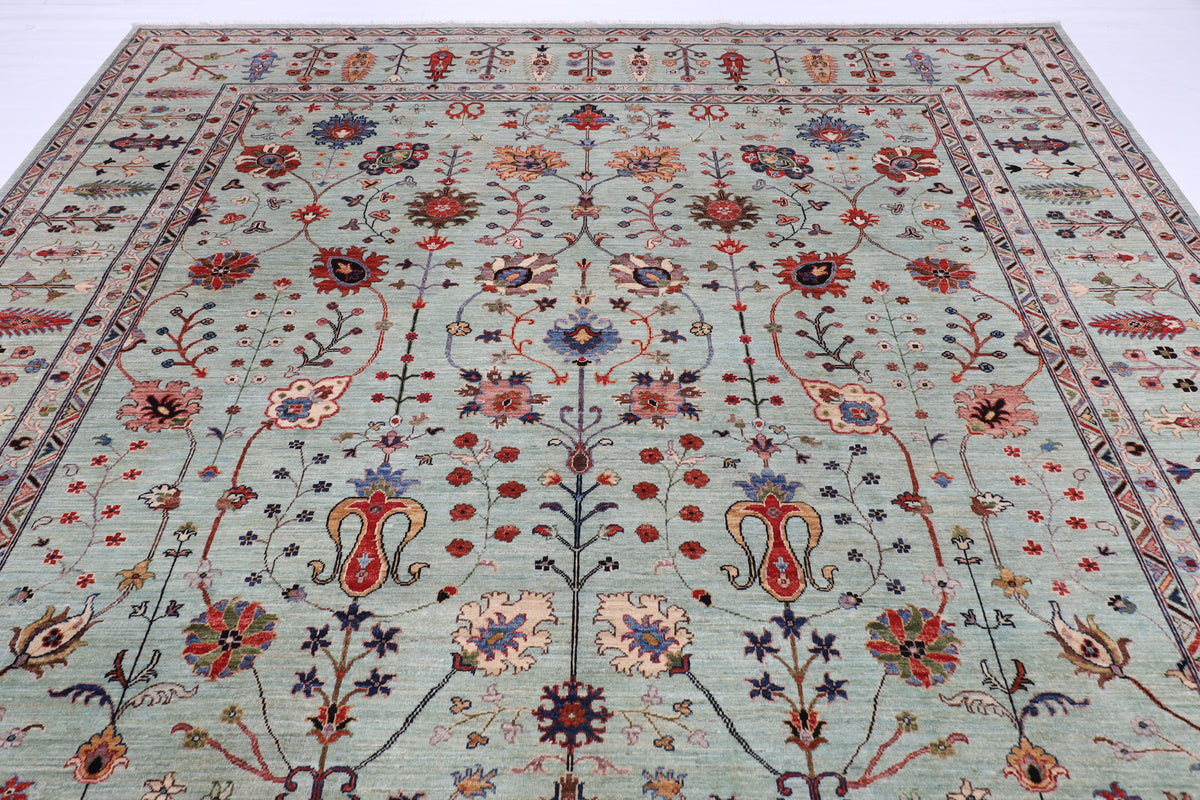 298 x 395 cm | Sultani Design Hand Knotted veg Dye Wool Afghan Carpet