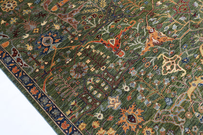 253 x 290 cm | Oriental Bidjar Green Area Rug Afghan Hand Knotted Veg Dye Wool carpet