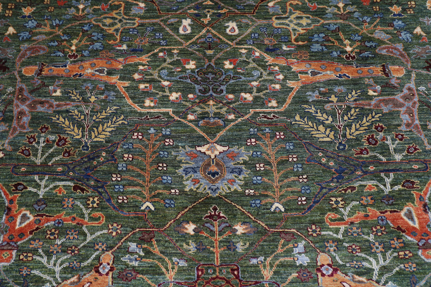 253 x 290 cm | Oriental Bidjar Green Area Rug Afghan Hand Knotted Veg Dye Wool carpet