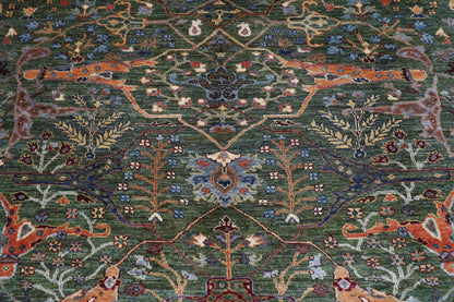 253 x 290 cm | Oriental Bidjar Green Area Rug Afghan Hand Knotted Veg Dye Wool carpet