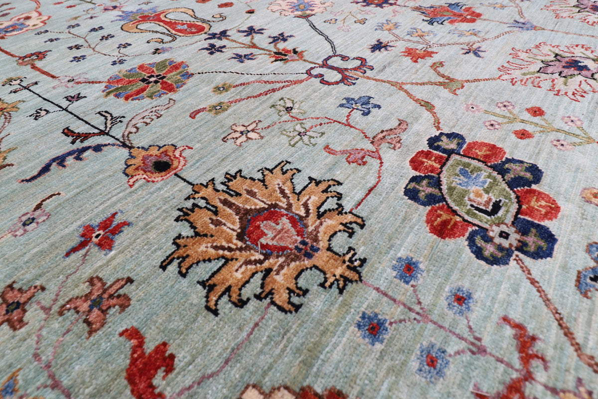 298 x 395 cm | Sultani Design Hand Knotted veg Dye Wool Afghan Carpet