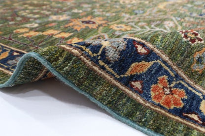 253 x 290 cm | Oriental Bidjar Green Area Rug Afghan Hand Knotted Veg Dye Wool carpet