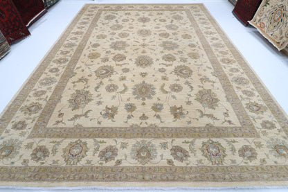 305 x 421 cm | Ziegler beige Design Hand Knotted veg Dye Wool Afghan Carpet