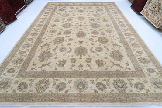 305 x 421 cm | Ziegler beige Design Hand Knotted veg Dye Wool Afghan Carpet