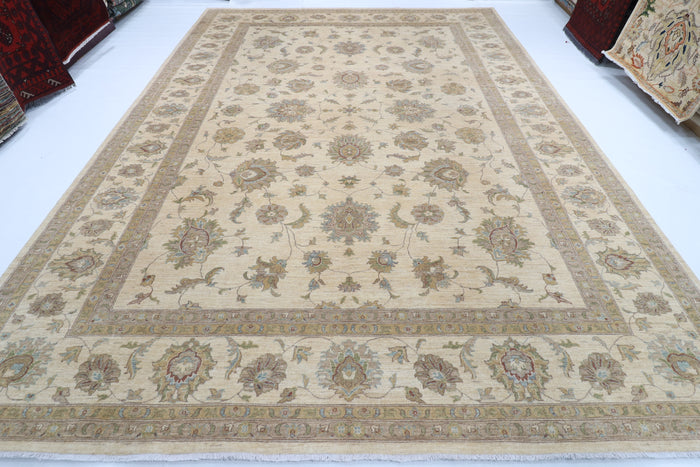 305 x 421 cm | Ziegler beige Design Hand Knotted veg Dye Wool Afghan Carpet