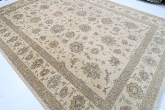 305 x 421 cm | Ziegler beige Design Hand Knotted veg Dye Wool Afghan Carpet