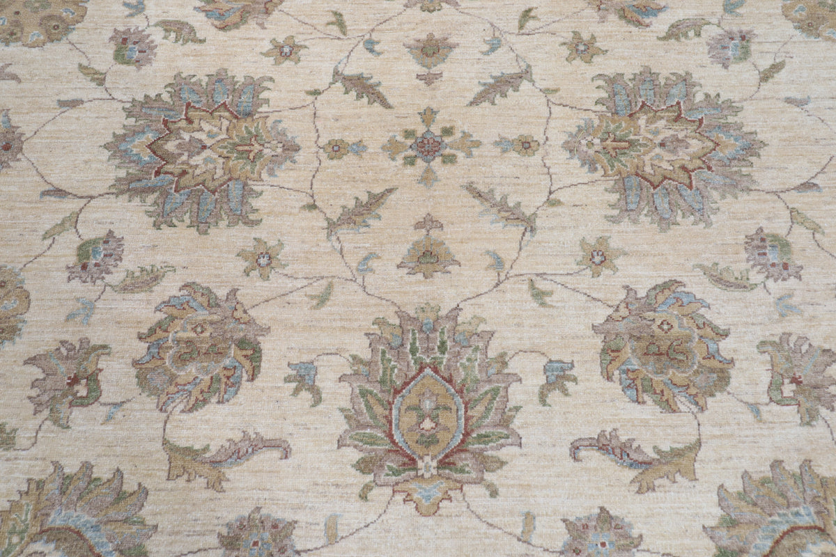 305 x 421 cm | Ziegler beige Design Hand Knotted veg Dye Wool Afghan Carpet