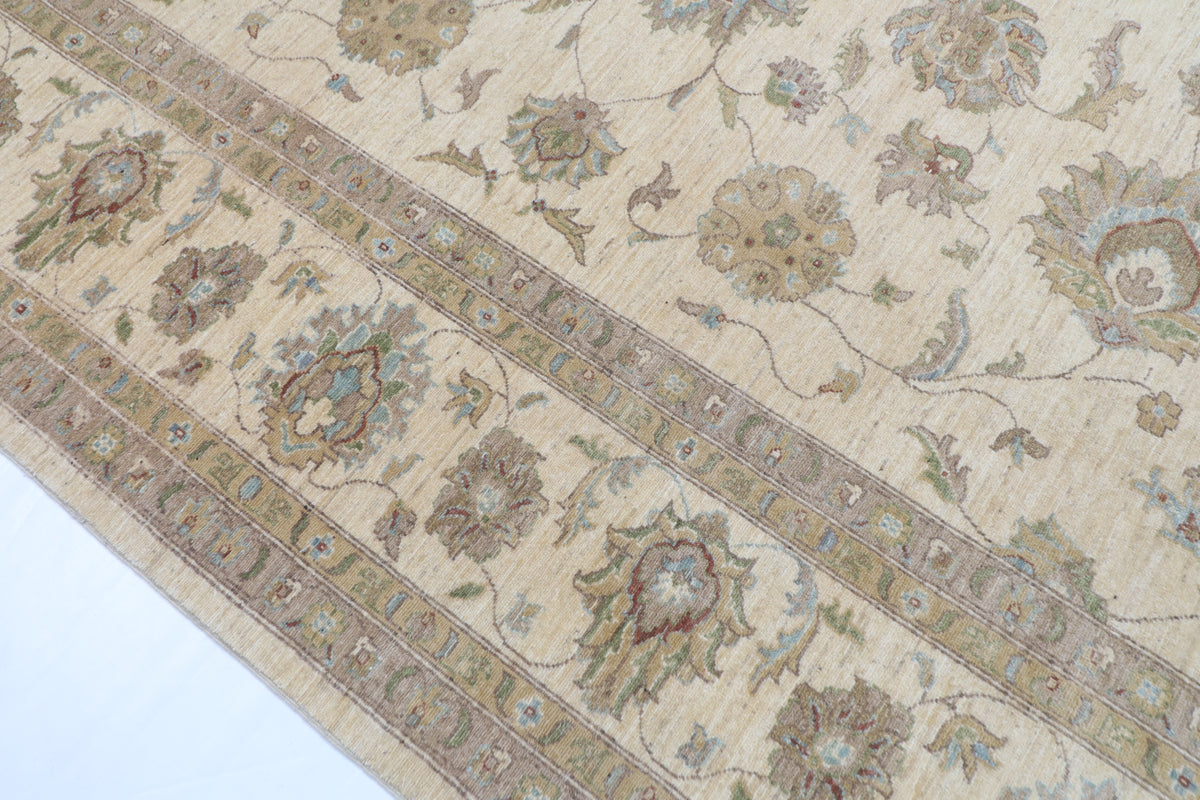 305 x 421 cm | Ziegler beige Design Hand Knotted veg Dye Wool Afghan Carpet