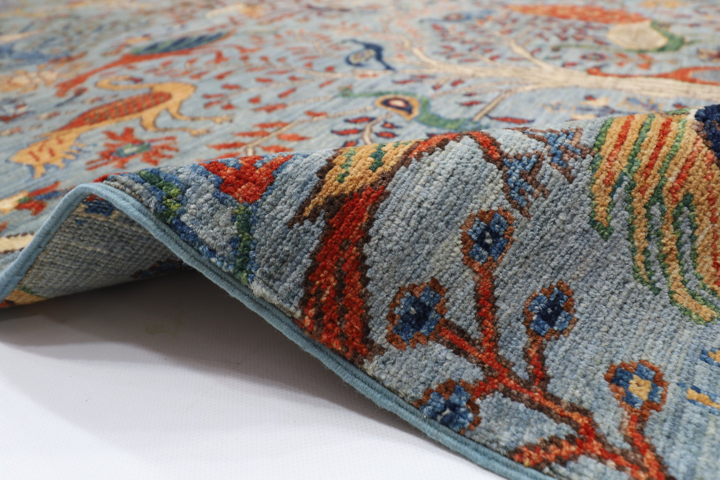 281 x 362 cm | Oriental Birds Gray Area Rug Afghan Hand Knotted Veg Dye Wool carpet