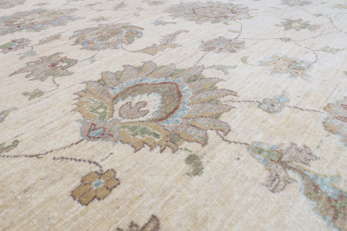 305 x 421 cm | Ziegler beige Design Hand Knotted veg Dye Wool Afghan Carpet