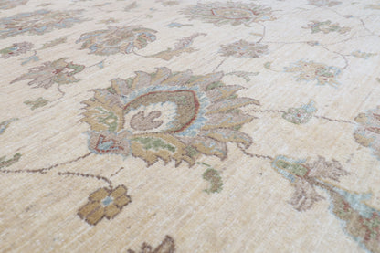 305 x 421 cm | Ziegler beige Design Hand Knotted veg Dye Wool Afghan Carpet