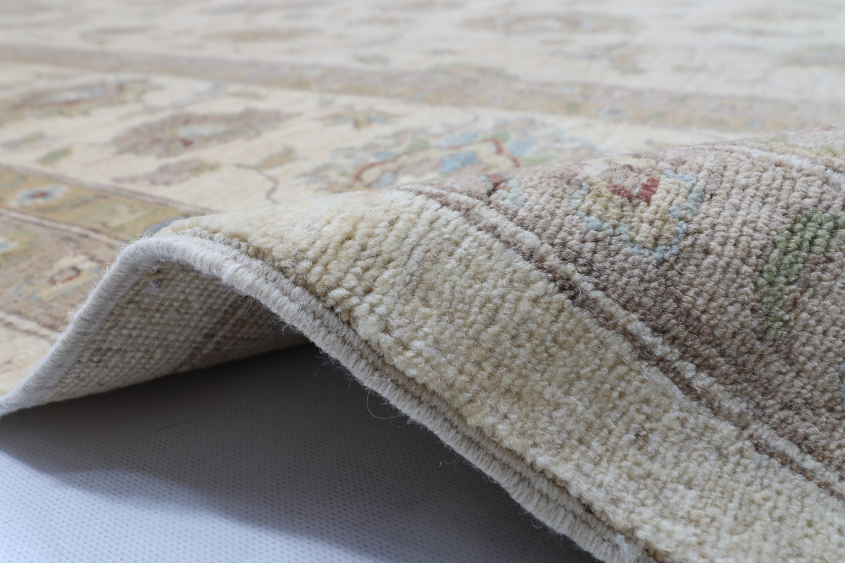 305 x 421 cm | Ziegler beige Design Hand Knotted veg Dye Wool Afghan Carpet