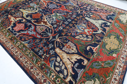 307 x 423 cm | kawros Blue Design Hand Knotted veg Dye Wool Afghan Carpet