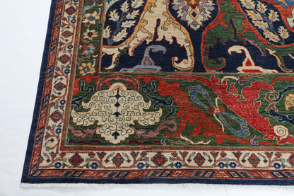 307 x 423 cm | kawros Blue Design Hand Knotted veg Dye Wool Afghan Carpet