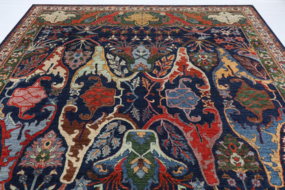 307 x 423 cm | kawros Blue Design Hand Knotted veg Dye Wool Afghan Carpet