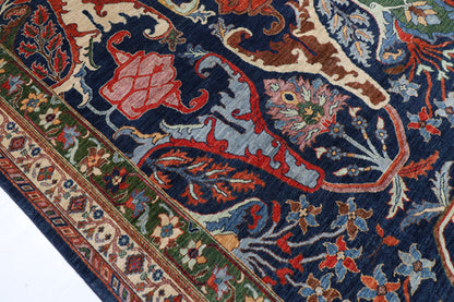307 x 423 cm | kawros Blue Design Hand Knotted veg Dye Wool Afghan Carpet
