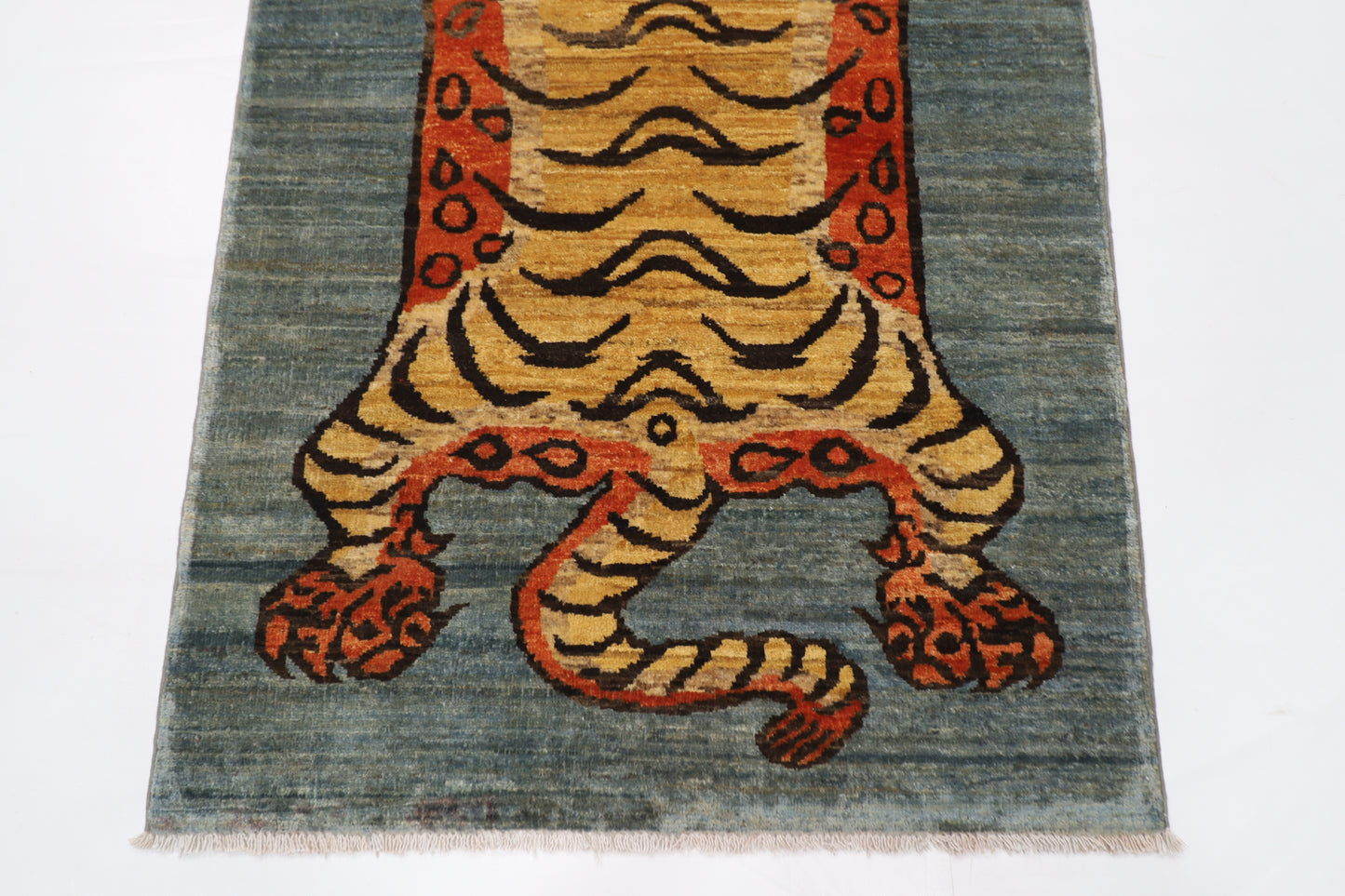 92 x 153 cm | Tibetan Tiger Afghan Tribal Hand Knotted Wool Carpet