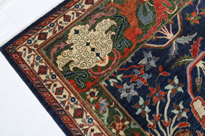 307 x 423 cm | kawros Blue Design Hand Knotted veg Dye Wool Afghan Carpet