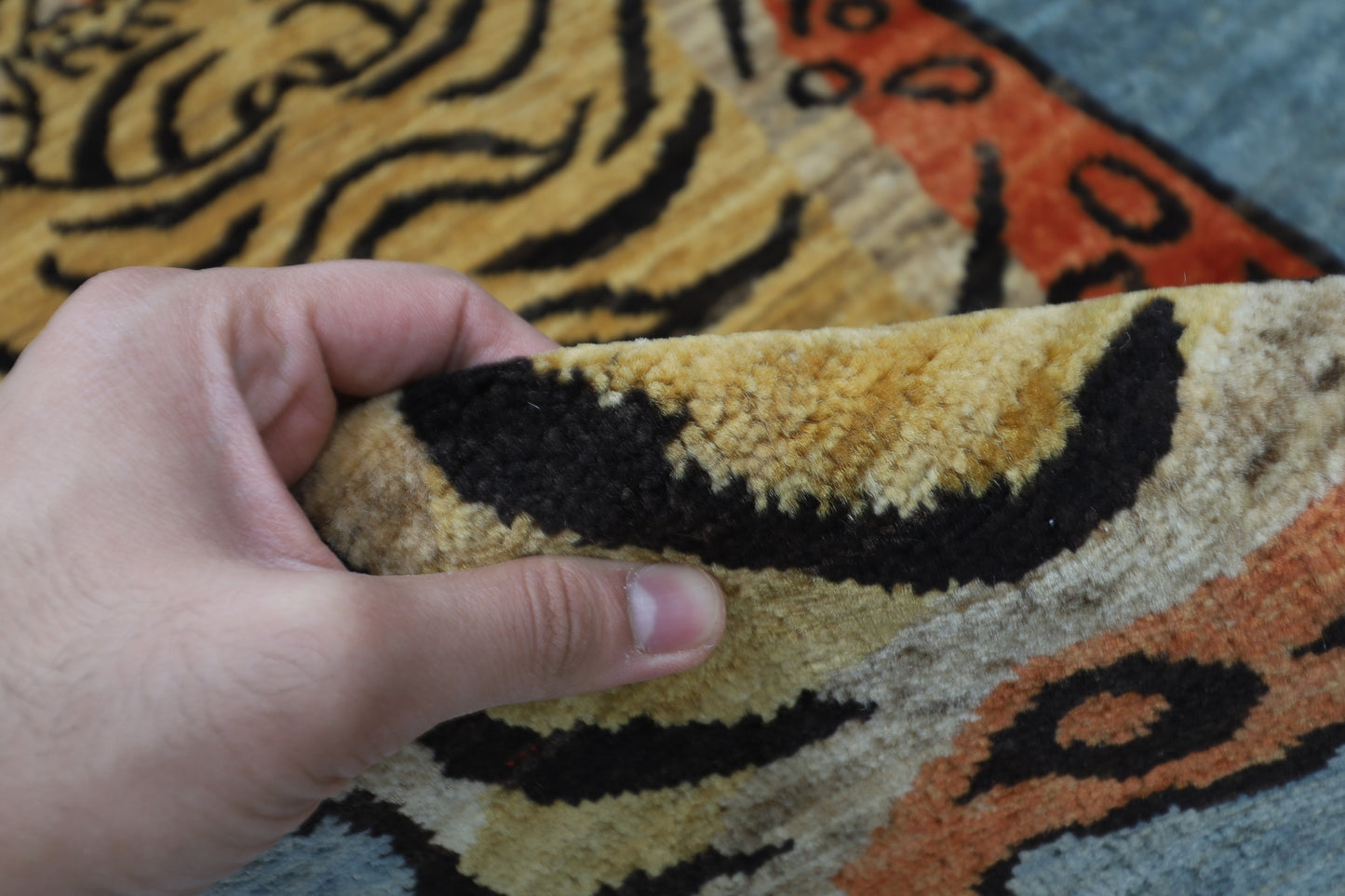 92 x 153 cm | Tibetan Tiger Afghan Tribal Hand Knotted Wool Carpet