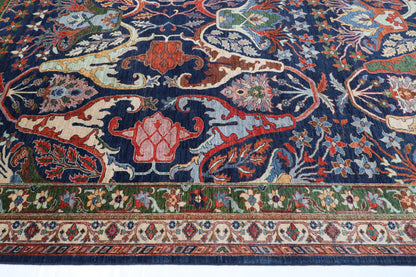 307 x 423 cm | kawros Blue Design Hand Knotted veg Dye Wool Afghan Carpet