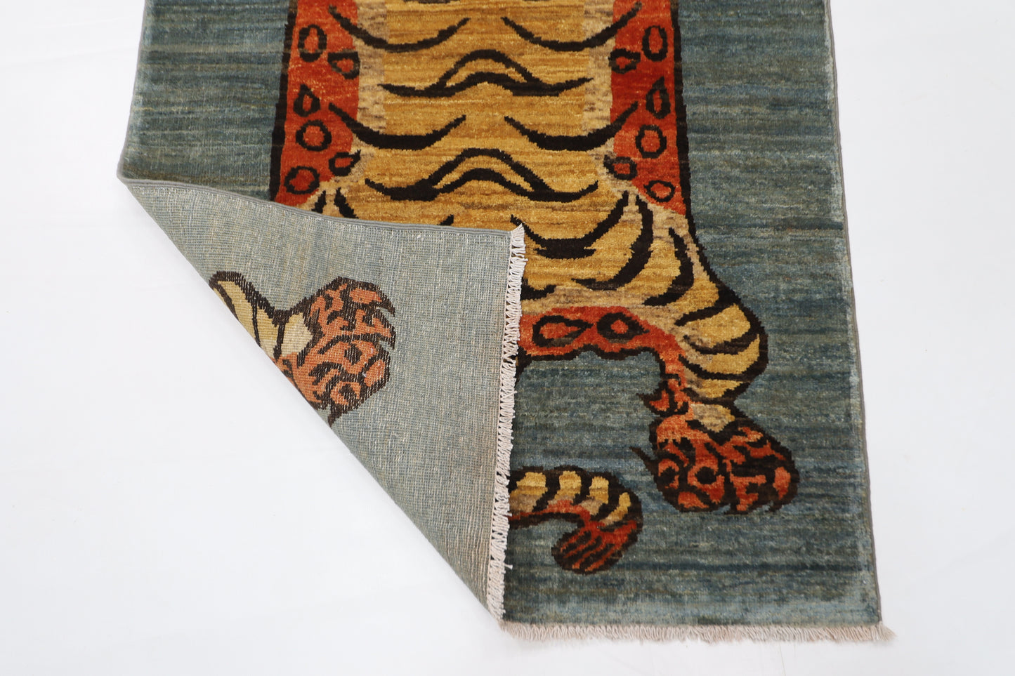 92 x 153 cm | Tibetan Tiger Afghan Tribal Hand Knotted Wool Carpet