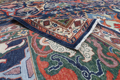 307 x 423 cm | kawros Blue Design Hand Knotted veg Dye Wool Afghan Carpet