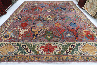 367 x 455 cm | large kawros Pink Design Hand Knotted veg Dye Wool Afghan Carpet