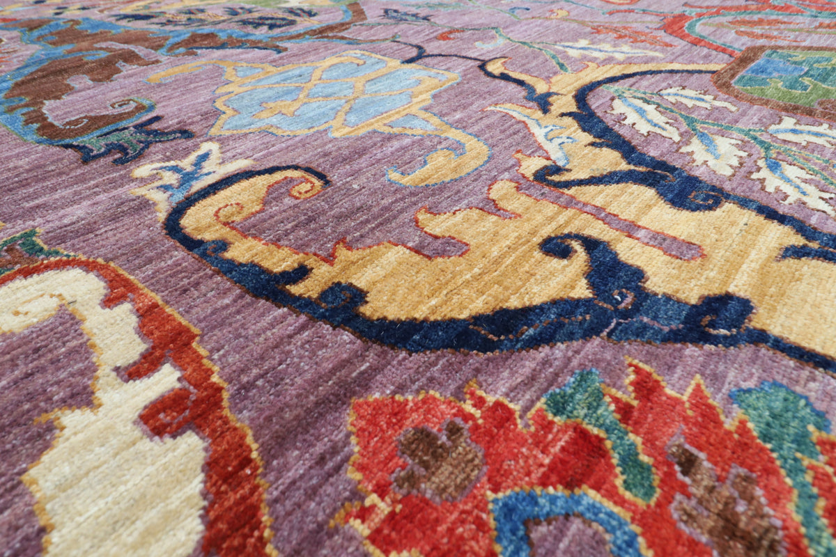367 x 455 cm | large kawros Pink Design Hand Knotted veg Dye Wool Afghan Carpet