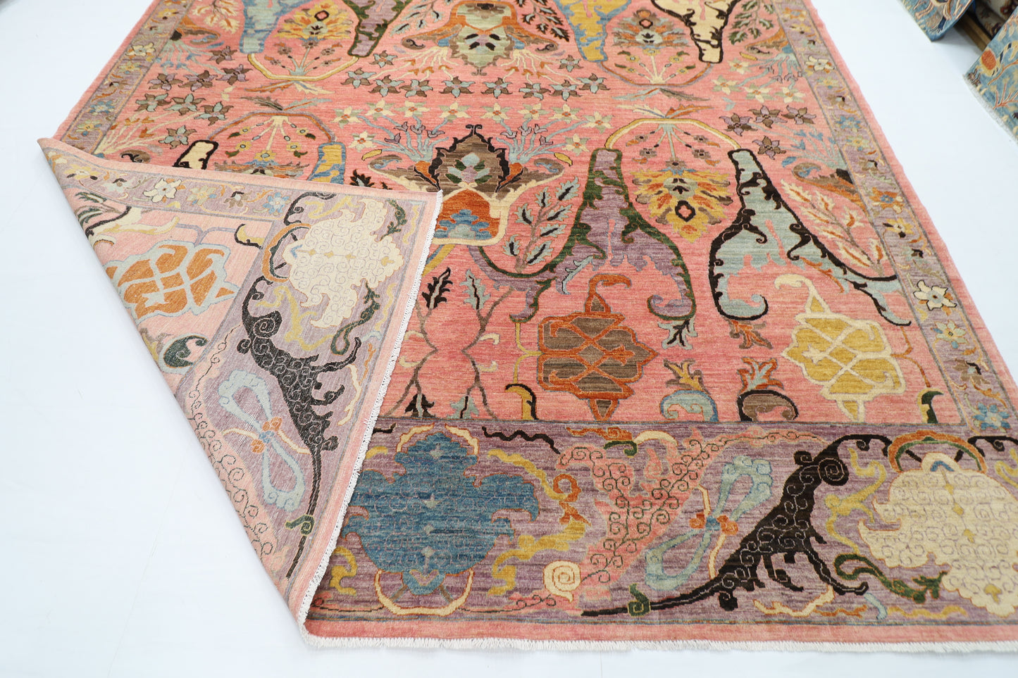 306 x 416 cm | Oriental Kawros Pink Area Rug Afghan Hand Knotted Veg Dye Wool carpet