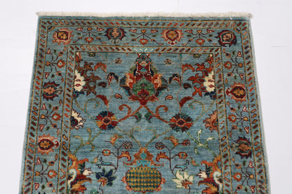 85 x 119 cm | Blueish Grey Sultani Afghan Tribal Hand Knotted Wool Carpet