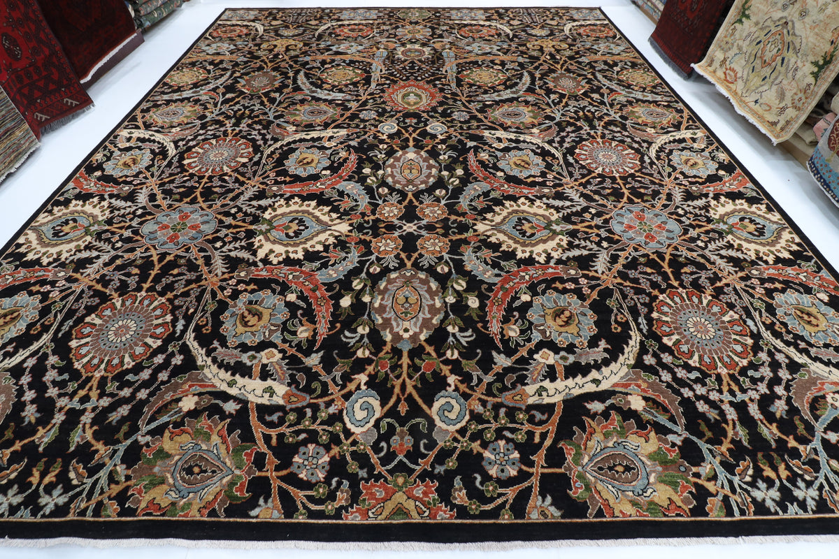 367 x 453 cm | large bidjar black Design Hand Knotted veg Dye Wool Afghan Carpet